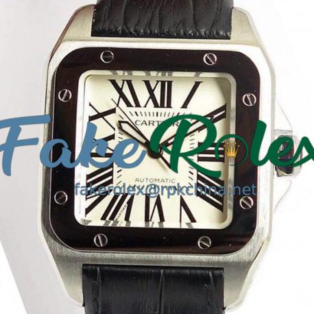 Replica Cartier Santos 100 Midsize Stainless Steel White Dial Swiss 2836-2