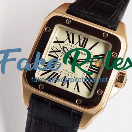 Replica Cartier Santos 100 XL Rose Gold Swiss 2836-2