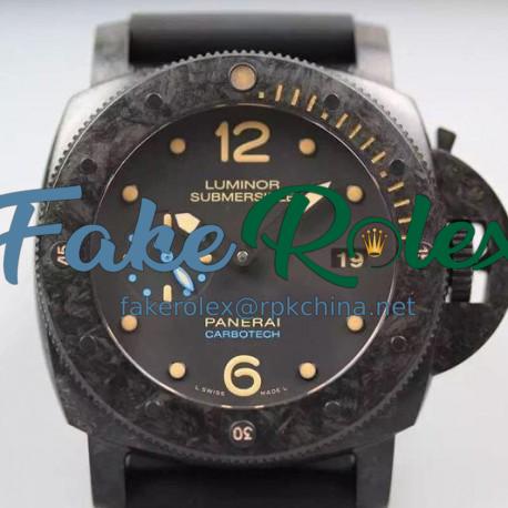 Replica Panerai Luminor Submersible 1950 PAM 616 Forged Carbon Black Dial Swiss  P9000