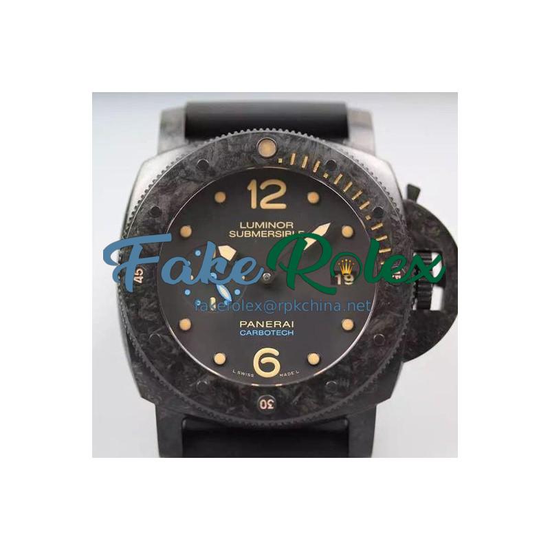 Replica Panerai Luminor Submersible 1950 PAM 616 Forged Carbon Black Dial Swiss  P9000