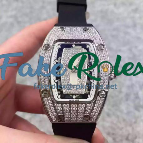 Replica Richard Mille RM07 Ladies Stainless Steel & Diamonds White & Diamonds Dial M6T51