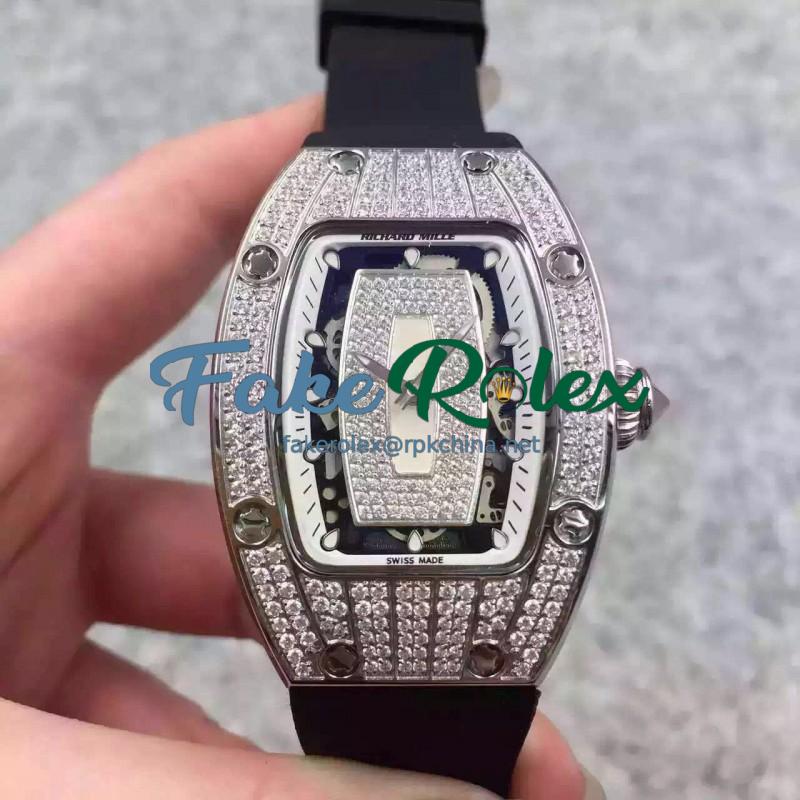 Replica Richard Mille RM07 Ladies Stainless Steel & Diamonds White & Diamonds Dial M6T51