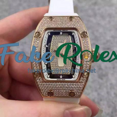 Replica Richard Mille RM07 Ladies Rose Gold & Diamonds White & Diamonds Dial M6T51