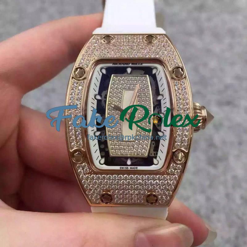 Replica Richard Mille RM07 Ladies Rose Gold & Diamonds White & Diamonds Dial M6T51