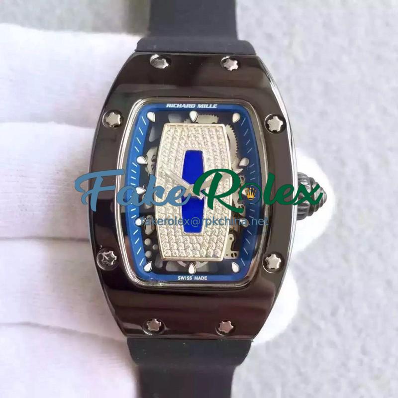 Replica Richard Mille RM07 Ladies PVD Blue & Diamonds Dial M6T51