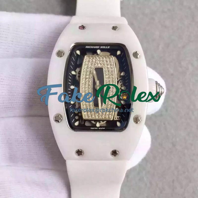 Replica Richard Mille RM07 Ladies Ceramic Black & Diamonds Dial M6T51