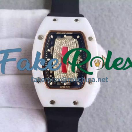 Replica Richard Mille RM07 Ladies Ceramic Red & Diamonds Dial M6T51