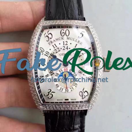 Replica Franck Muller Cintree Curvex FM 7880 Stainless Steel & Diamonds White Dial Swiss 2824-2