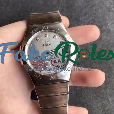 Replica Omega Constellation 123.10.38.21.52.001 38MM V6 Stainless Steel Silver & Diamonds Dial Swiss 8500