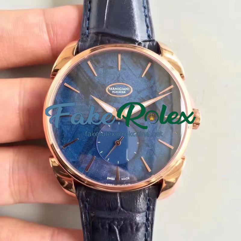 Replica Parmigiani Fleurier Tonda 1950 PFC267-1000600-HA3141 Rose Gold Meteorite Blue Dial Swiss PF701