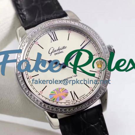 Replica Glashutte Original Senator Excellence 1-36-01-01-02-01 GF Stainless Steel & Diamonds White Dial Swiss Calibre 36-01