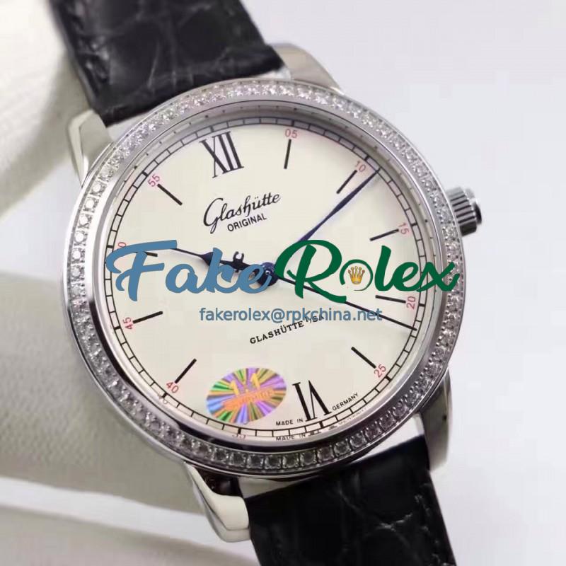 Replica Glashutte Original Senator Excellence 1-36-01-01-02-01 GF Stainless Steel & Diamonds White Dial Swiss Calibre 36-01