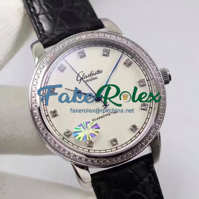 Replica Glashutte Original Senator Excellence 1-36-01-01-02-01 GF Stainless Steel & Diamonds White & Diamonds Dial Swiss Calibre