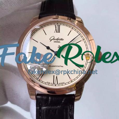 Replica Glashutte Original Senator Excellence 1-36-01-02-05-01 GF Rose Gold White Dial Swiss Calibre 36-01