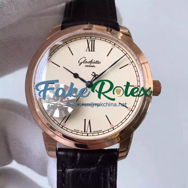 Replica Glashutte Original Senator Excellence 1-36-01-02-05-01 GF Rose Gold White Dial Swiss Calibre 36-01