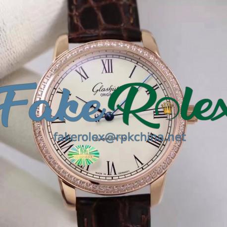 Replica Glashutte Original Senator Excellence 1-36-01-02-05-01 GF Rose Gold & Diamonds White & Diamonds Dial Swiss Calibre 36-01