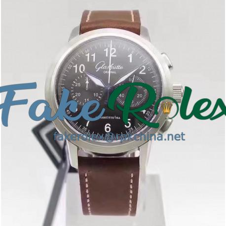 Replica Glashutte Original Senator Chronograph XL 1-39-34-20-42-04 GF Stainless Steel Black Dial Swiss Caliber 39-34