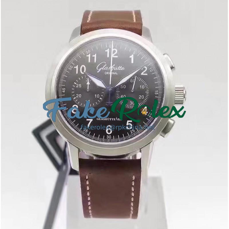 Replica Glashutte Original Senator Chronograph XL 1-39-34-20-42-04 GF Stainless Steel Black Dial Swiss Caliber 39-34