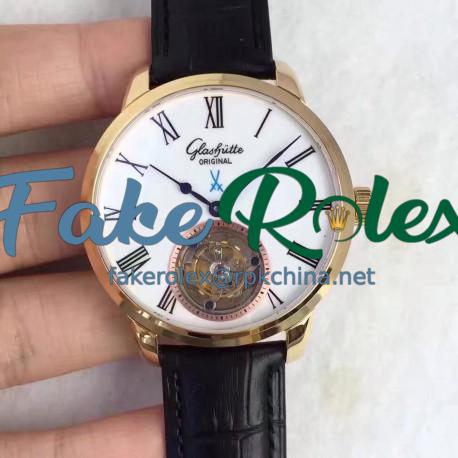 Replica Glashutte Original Senator Meissen Tourbillon 1-94-11-01-01-04 Yellow Gold White Dial Swiss Tourbillon