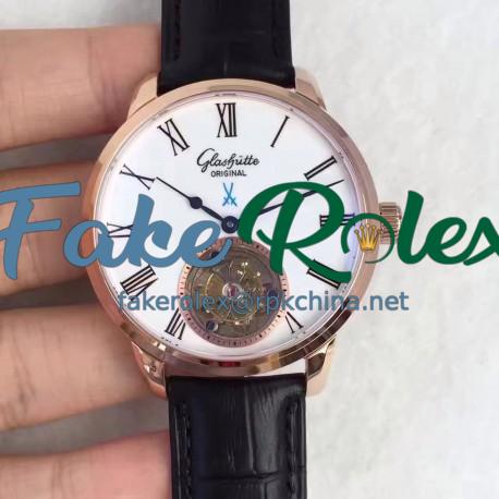 Replica Glashutte Original Senator Meissen Tourbillon 1-94-11-01-01-04 Rose Gold White Dial Swiss Tourbillon