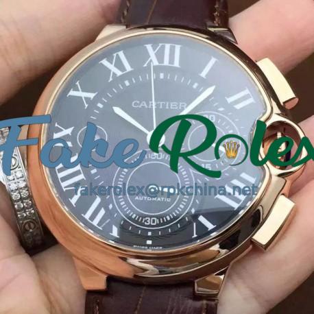 Replica Cartier Ballon Bleu Chronograph Rose Gold Black Dial Swiss 7750