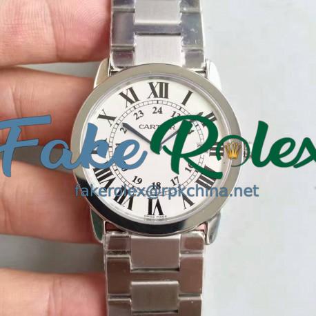 Replica Ronde Solo De Cartier W6701005 36MM K11 Stainless Steel White Dial Swiss Quartz