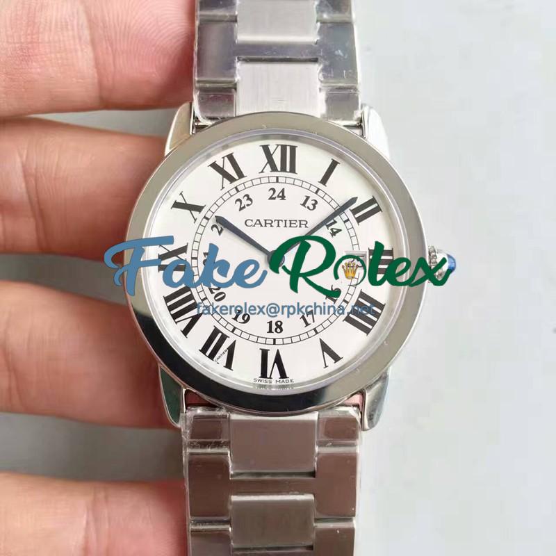 Replica Ronde Solo De Cartier W6701005 36MM K11 Stainless Steel White Dial Swiss Quartz