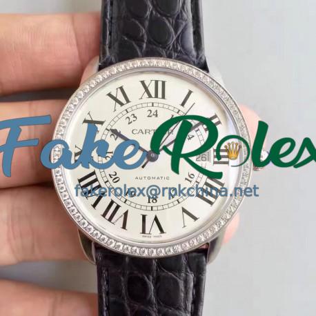 Replica Ronde Solo De Cartier W6701010 42MM TW Stainless Steel & Diamonds White Dial Swiss 2892