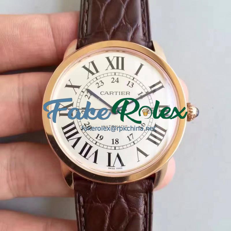 Replica Ronde Solo De Cartier W6701009 42MM TW Rose Gold White Dial Swiss 2892