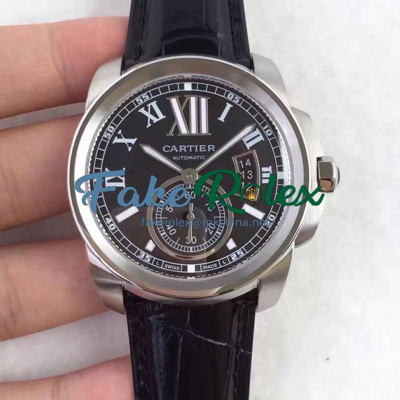 Replica Calibre De Cartier W7100037 42MM TF Stainless Steel Black Dial Swiss 1904MC