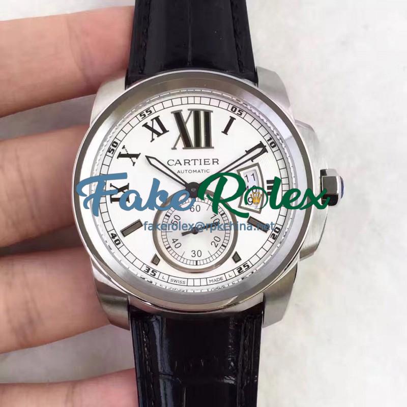 Replica Calibre De Cartier W7100037 42MM TF Stainless Steel White Dial Swiss 1904MC