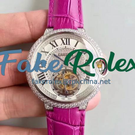 Replica Ballon Bleu De Cartier Flying Tourbillon HPI00716 39MM TF Stainless Steel & Diamonds Diamonds Dial Swiss 9452MC