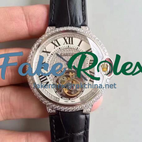 Replica Ballon Bleu De Cartier Flying Tourbillon HPI00716 39MM TF Stainless Steel & Diamonds Diamonds Dial Swiss 9452MC