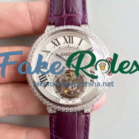 Replica Ballon Bleu De Cartier Flying Tourbillon HPI00716 39MM TF Stainless Steel & Diamonds Diamonds Dial Swiss 9452MC