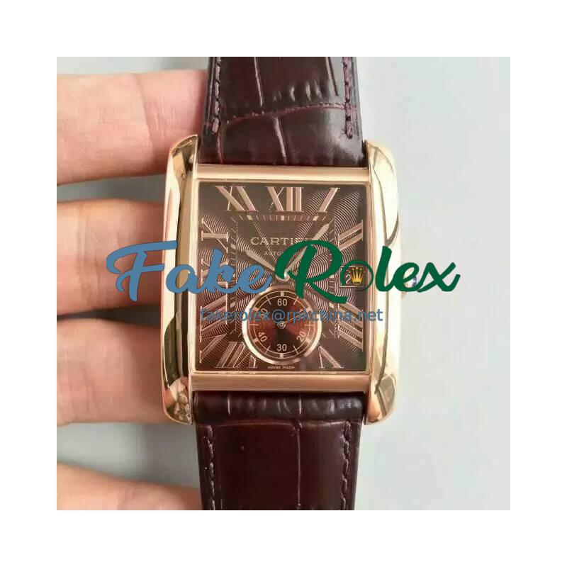 Replica Cartier Tank MC WGTA0014 JF Rose Gold Brown Dial Swiss 1904MC