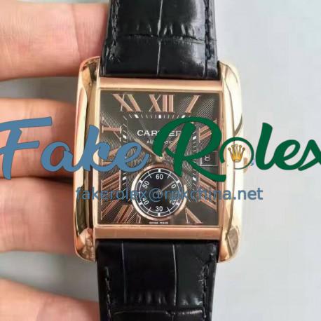 Replica Cartier Tank MC WGTA0014 JF Rose Gold Black Dial Swiss 1904MC