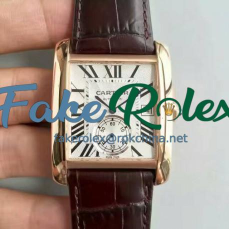 Replica Cartier Tank MC WGTA0014 JF Rose Gold White & Black Dial Swiss 1904MC