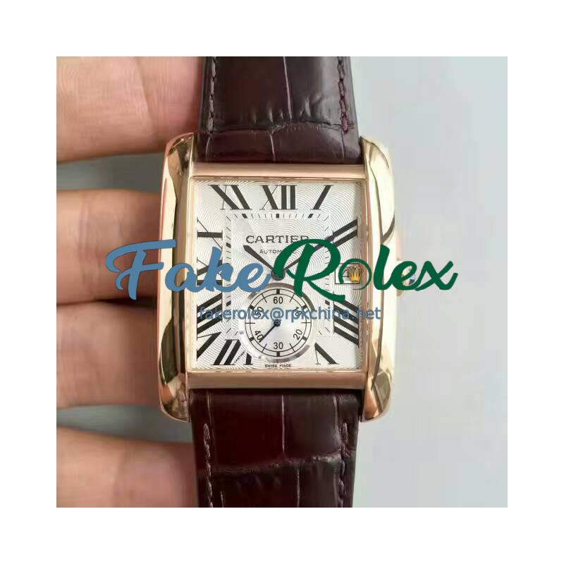 Replica Cartier Tank MC WGTA0014 JF Rose Gold White & Black Dial Swiss 1904MC