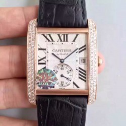 Replica Cartier Tank MC WGTA0014 JF Rose Gold & Diamonds White & Black Dial Swiss 1904MC