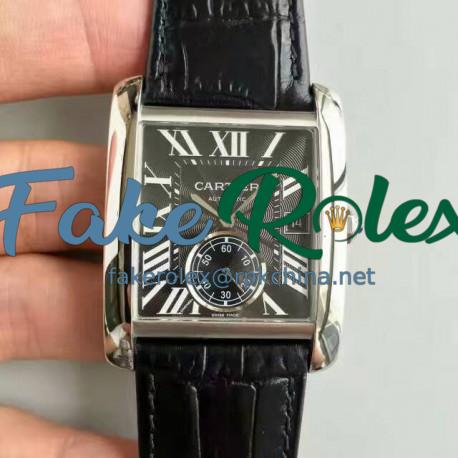 Replica Cartier Tank MC W5330004 JF Stainless Steel Black Dial Swiss 1904MC