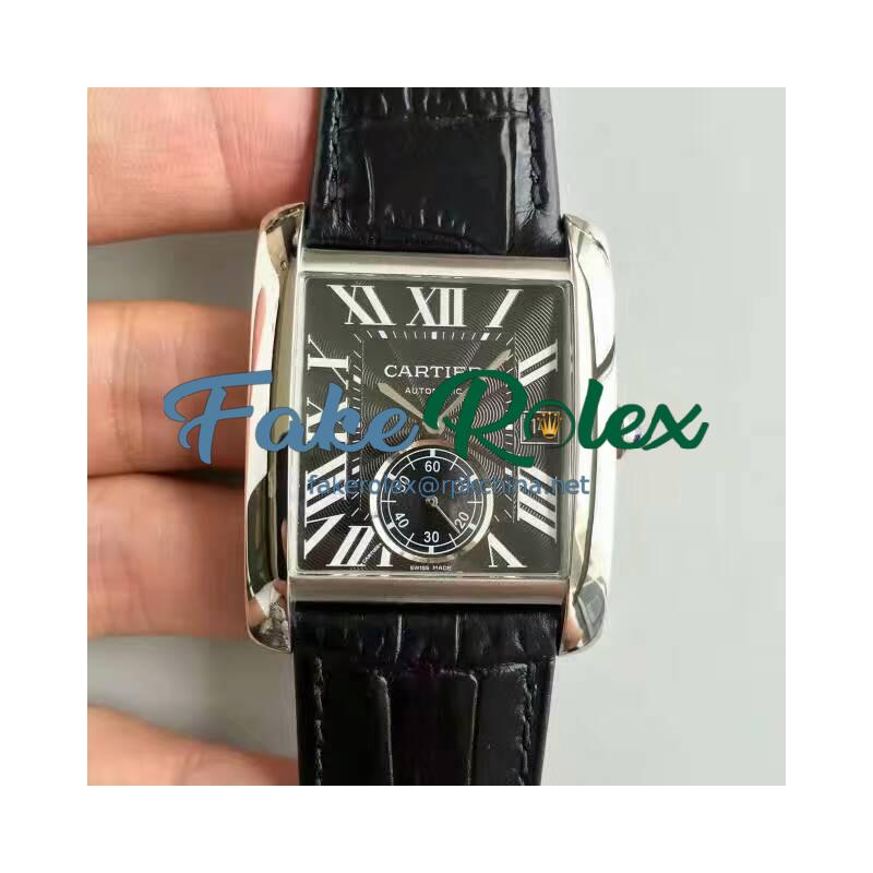 Replica Cartier Tank MC W5330004 JF Stainless Steel Black Dial Swiss 1904MC