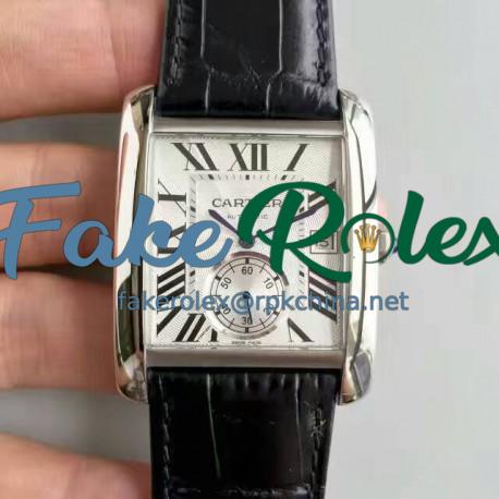 Replica Cartier Tank MC W5330003 JF Stainless Steel White Dial Swiss 1904MC