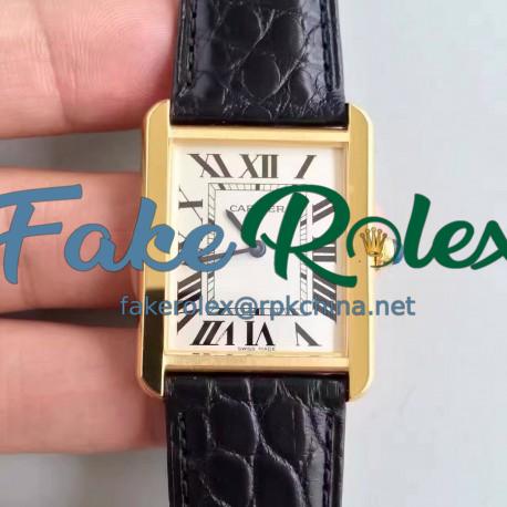 Replica Cartier Tank Solo Ladies W5200025 27MM x 34MM TW Yellow Gold White Dial Swiss Quartz