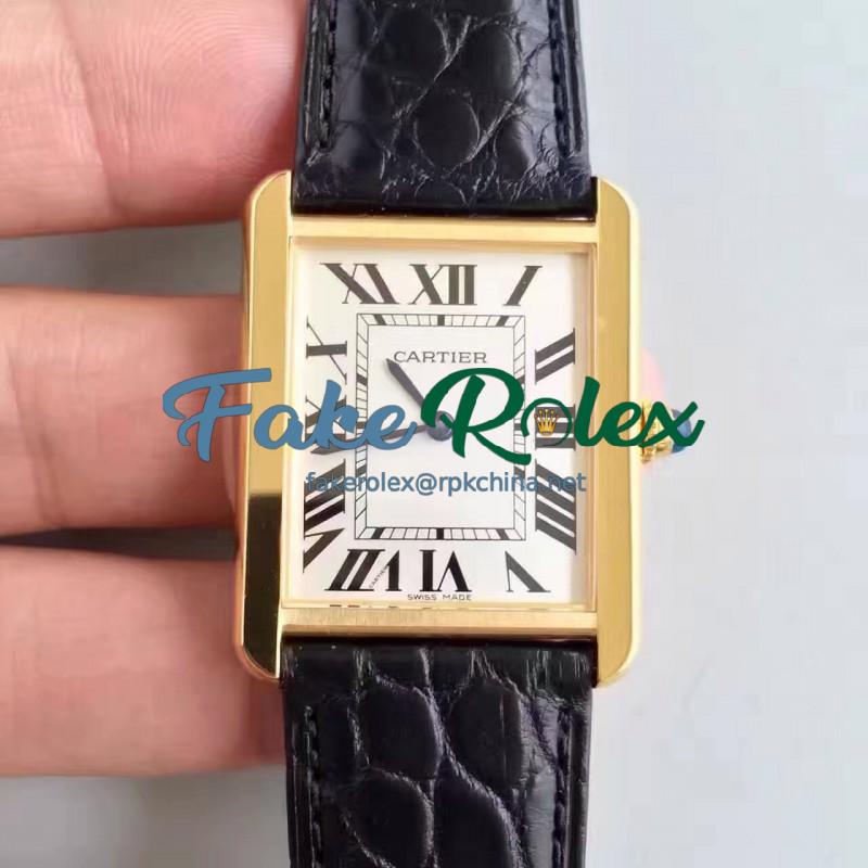 Replica Cartier Tank Solo Ladies W5200025 27MM x 34MM TW Yellow Gold White Dial Swiss Quartz