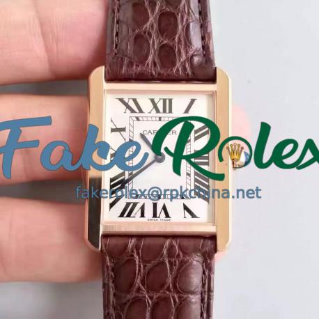 Replica Cartier Tank Solo Ladies W5200025 27MM x 34MM TW Rose Gold White Dial Swiss Quartz