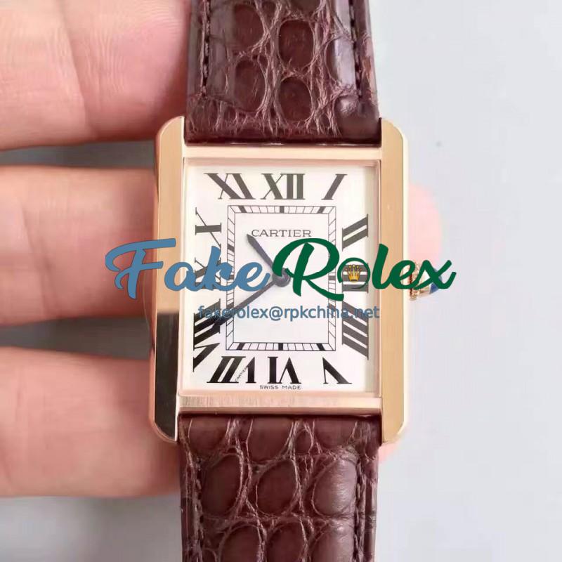 Replica Cartier Tank Solo Ladies W5200025 27MM x 34MM TW Rose Gold White Dial Swiss Quartz