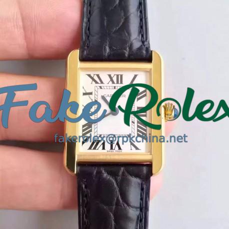 Replica Cartier Tank Solo Ladies W5200024 24MM x 31MM TW Yellow Gold White Dial Swiss Quartz