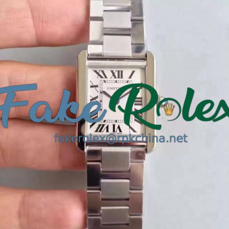 Replica Cartier Tank Solo Ladies W5200013 24MM x 31MM TW Stainless Steel White Dial Swiss Quartz