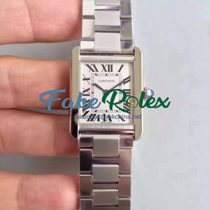 Replica Cartier Tank Solo Ladies W5200013 24MM x 31MM TW Stainless Steel White Dial Swiss Quartz