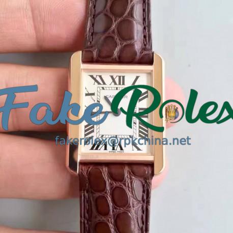 Replica Cartier Tank Solo Ladies W5200024 24MM x 31MM TW Rose Gold White Dial Swiss Quartz